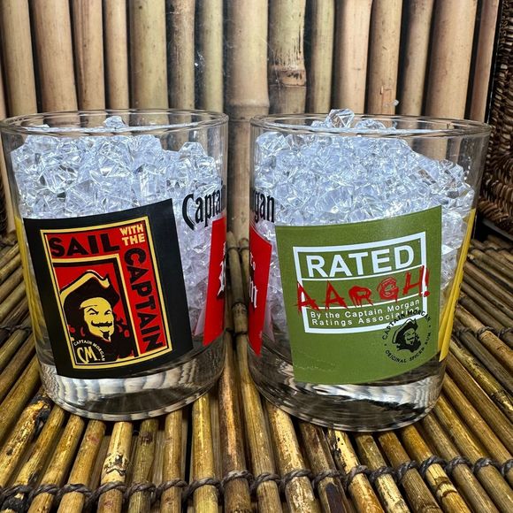 Lot Of 2 Captain Morgan Original Spiced Rum Double Rocks Glasses Born To Rum - Picture 4 of 7